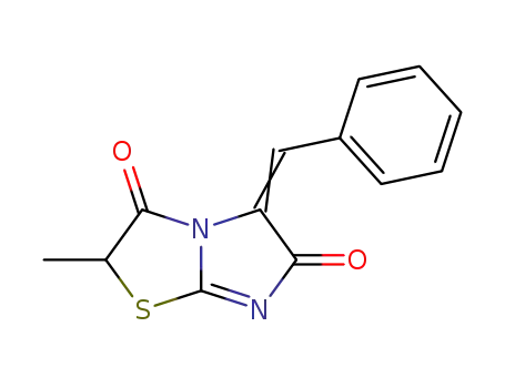 Molecular Structure of 89990-67-0 (Imidazo[2,1-b]thiazole-3,6(2H,5H)-dione,
2-methyl-5-(phenylmethylene)-)