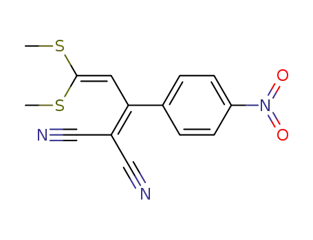 Molecular Structure of 89482-71-3 (Propanedinitrile,
[3,3-bis(methylthio)-1-(4-nitrophenyl)-2-propenylidene]-)