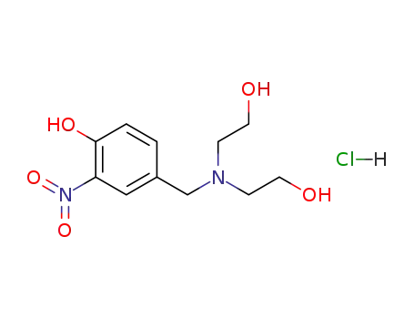 Molecular Structure of 77905-44-3 (4-((Bis(2-hydroxyethyl)amino)methyl)-2-nitro-phenol hydrochloride)