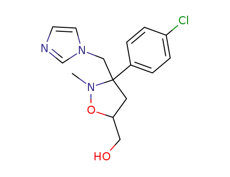 Molecular Structure of 115583-63-6 ([3-(4-Chloro-phenyl)-3-imidazol-1-ylmethyl-2-methyl-isoxazolidin-5-yl]-methanol)