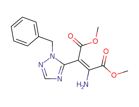Molecular Structure of 89374-00-5 (2-Butenedioic acid, 2-amino-3-[1-(phenylmethyl)-1H-1,2,4-triazol-5-yl]-,
dimethyl ester, (E)-)