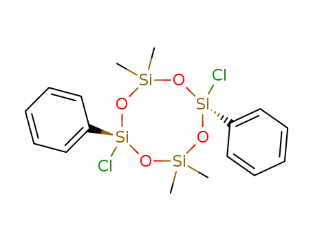 Molecular Structure of 81843-69-8 (2,6-Dichloro-4,4,8,8-tetramethyl-2,6-diphenyl-[1,3,5,7,2,4,6,8]tetroxatetrasilocane)