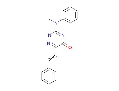 Molecular Structure of 89988-67-0 (1,2,4-Triazin-5(2H)-one, 3-(methylphenylamino)-6-(2-phenylethenyl)-)