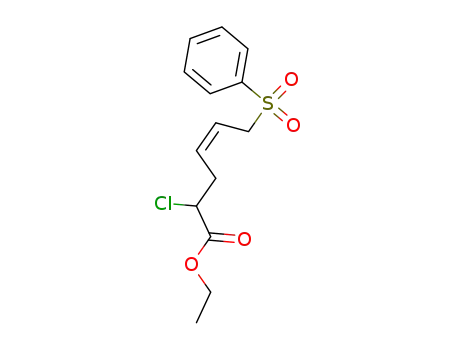 Molecular Structure of 95414-54-3 (4-Hexenoic acid, 2-chloro-6-(phenylsulfonyl)-, ethyl ester, (Z)-)