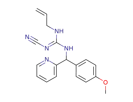 Molecular Structure of 76051-88-2 (Guanidine,
N-cyano-N'-[(4-methoxyphenyl)-2-pyridinylmethyl]-N''-2-propenyl-)
