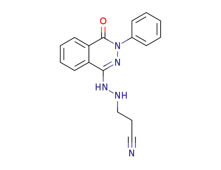 Molecular Structure of 84546-67-8 (Propanenitrile,
3-[2-(3,4-dihydro-4-oxo-3-phenyl-1-phthalazinyl)hydrazino]-)