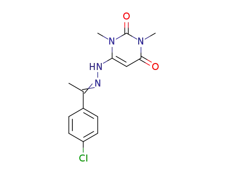 Molecular Structure of 61327-36-4 (2,4(1H,3H)-Pyrimidinedione,
6-[[1-(4-chlorophenyl)ethylidene]hydrazino]-1,3-dimethyl-)