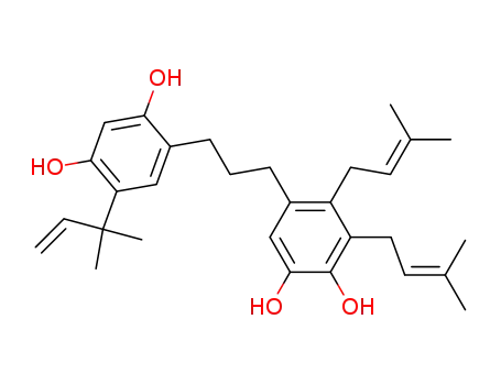 1,2-Benzenediol,5-[3-[5-(1,1-dimethyl-2-propen-1-yl)-2,4-dihydroxyphenyl]propyl]-3,4-bis(3-methyl-2-buten-1-yl)-