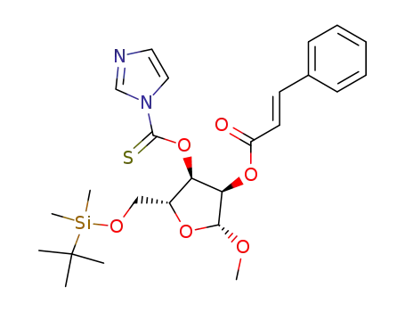 methyl 5-O-(t-butyldimethylsilyl)-2-O-cynnamoyl-3-O-(imidazol-1-yl)thiocarbonyl-β-D-ribofuranoside