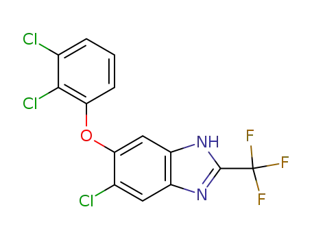 Molecular Structure of 145771-00-2 (1H-Benzimidazole, 5-chloro-6-(2,3-dichlorophenoxy)-2-(trifluoromethyl)-)