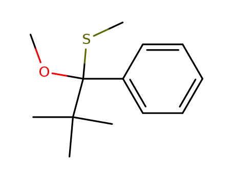 Molecular Structure of 105122-45-0 (Benzene, [1-methoxy-2,2-dimethyl-1-(methylthio)propyl]-)