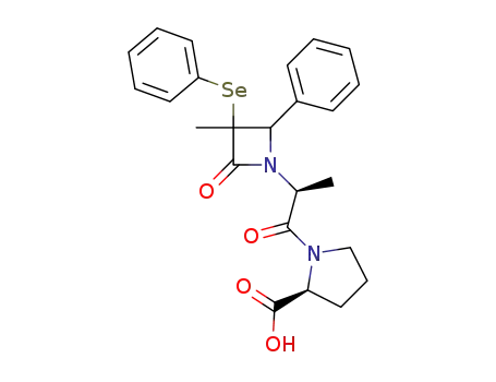 Molecular Structure of 90035-58-8 (L-Proline, 1-2-3-methyl-2-oxo-4-phenyl-3-(phenylseleno)-1-azetidinyl-1-oxopropyl-)