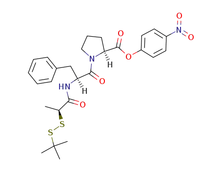 Molecular Structure of 88568-97-2 (L-Proline,
1-[N-[2-[(1,1-dimethylethyl)dithio]-1-oxopropyl]-L-phenylalanyl]-,
4-nitrophenyl ester, (R)-)