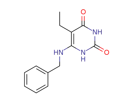Molecular Structure of 100763-60-8 (6-Benzylamino-5-ethyl-1H-pyrimidine-2,4-dione)