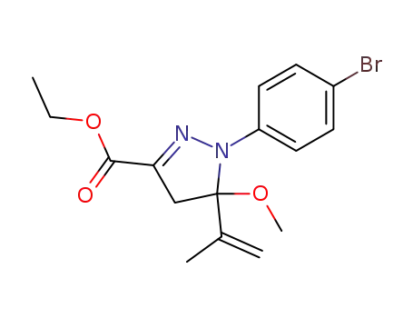 Molecular Structure of 77758-17-9 (1-(p-bromophenyl)-3-ethoxycarbonyl-5-methoxy-5-isopropenyl-2-pyrazoline)