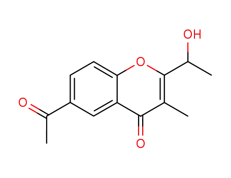 Molecular Structure of 90892-26-5 (4H-1-Benzopyran-4-one, 6-acetyl-2-(1-hydroxyethyl)-3-methyl-)