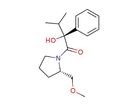 Molecular Structure of 78805-24-0 ((S)-2-Hydroxy-1-((S)-2-methoxymethyl-pyrrolidin-1-yl)-3-methyl-2-phenyl-butan-1-one)