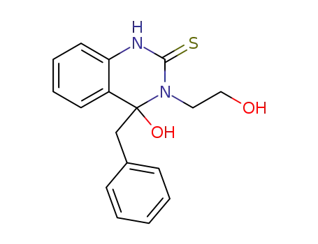 Molecular Structure of 141071-24-1 (2(1H)-Quinazolinethione,
3,4-dihydro-4-hydroxy-3-(2-hydroxyethyl)-4-(phenylmethyl)-)
