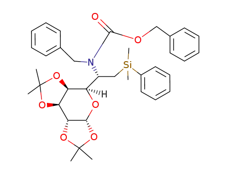Benzyl-[(S)-2-(dimethyl-phenyl-silanyl)-1-((3aR,5R,5aS,8aS,8bR)-2,2,7,7-tetramethyl-tetrahydro-bis[1,3]dioxolo[4,5-b;4',5'-d]pyran-5-yl)-ethyl]-carbamic acid benzyl ester
