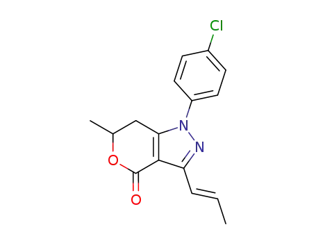 Pyrano[4,3-c]pyrazol-4(1H)-one,
1-(4-chlorophenyl)-6,7-dihydro-6-methyl-3-(1-propenyl)-