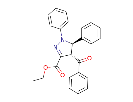 Molecular Structure of 90878-45-8 (1H-Pyrazole-3-carboxylic acid, 4-benzoyl-4,5-dihydro-1,5-diphenyl-,
ethyl ester, trans-)