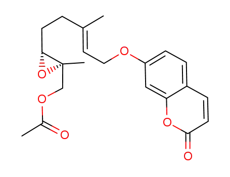 (+)-(6'R,7'R,2'E)-epoxy-6',7' dimethyl-3',7' acetoxy-8' octene-2' oxy-7' coumarine