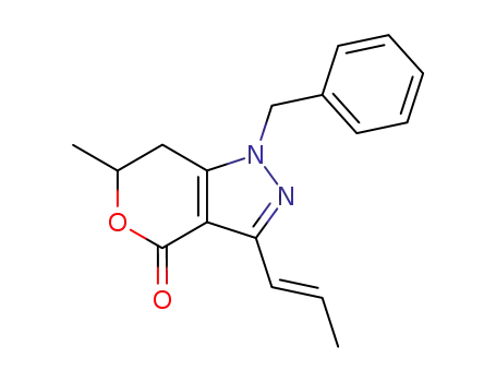 Pyrano[4,3-c]pyrazol-4(1H)-one,
6,7-dihydro-6-methyl-1-(phenylmethyl)-3-(1-propenyl)-, (E)-