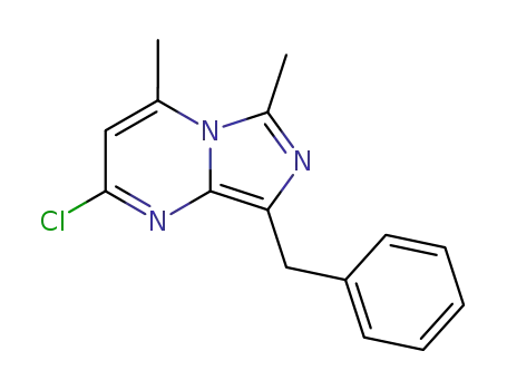 Molecular Structure of 88875-14-3 (Imidazo[1,5-a]pyrimidine, 2-chloro-4,6-dimethyl-8-(phenylmethyl)-)