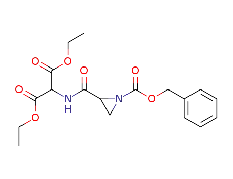 Molecular Structure of 88144-04-1 (Propanedioic acid,
[[[1-[(phenylmethoxy)carbonyl]-2-aziridinyl]carbonyl]amino]-, diethyl
ester)
