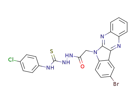Molecular Structure of 109322-20-5 (2-[(9-bromo-6H-indolo[2,3-b]quinoxalin-6-yl)acetyl]-N-(4-chlorophenyl)hydrazinecarbothioamide)