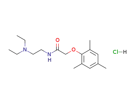 Molecular Structure of 86745-98-4 (N-[2-(diethylamino)ethyl]-2-(2,4,6-trimethylphenoxy)acetamide hydrochloride)