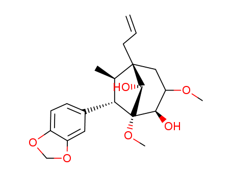 Bicyclo[3.2.1]octane-2,8-diol,7-(1,3- benzodioxol-5-yl)-1,3-dimethoxy-6-methyl- 5-(2-propenyl)-,(1R,2R,3S,5R,6R,7S,8S)-rel- (-)-  cas  54835-74-4