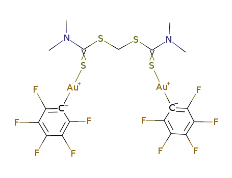 (Au(C<sub>6</sub>F<sub>5</sub>))2(CH<sub>2</sub>(S<sub>2</sub>CN(CH<sub>3</sub>)2)2)