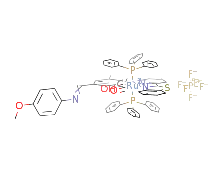 [Ru(η1-C6H2OH-2-CHNC6H4OMe(p)-3-Me-5)(PPh3)2(CO)(2-(2-pyridyl)benzthiazole)](PF6)