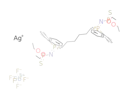 Ag<sup>(1+)</sup>*((C<sub>2</sub>H<sub>5</sub>O)2PSN(C<sub>6</sub>H<sub>5</sub>)2P)2(CH<sub>2</sub>)6*SbF<sub>6</sub><sup>(1-)</sup>=Ag((C<sub>2</sub>H<sub>5</sub>O)2PSN(C<sub>6</sub>H<sub>5</sub>)2P)2(CH<sub>2</sub>)6(SbF<sub>6</sub>)