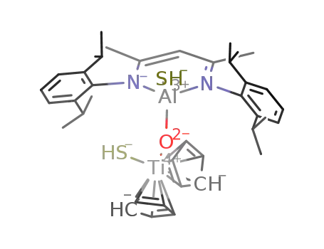 [(HC(C(CH3)N(2,6-iPr2C6H3)2)2)aluminum(SH)(μ-O)Ti(C5H5)2(SH)]