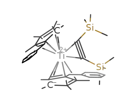 Molecular Structure of 252007-00-4 ([(η(5)-C5Me4(benzyl))2Ti(η(2)-bis(trimethylsilyl)ethyne)])