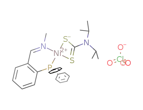 Molecular Structure of 654666-68-9 ([Ni((i-Pr<sub>2</sub>NCS<sub>2</sub>)(o-Ph<sub>2</sub>PC<sub>6</sub>H<sub>4</sub>CH=NMe)]ClO<sub>4</sub>)