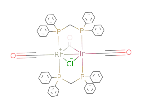 Molecular Structure of 87482-56-2 (IrRhCl(CO)3(((C<sub>6</sub>H<sub>5</sub>)2P)2CH<sub>2</sub>)2)