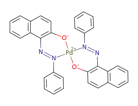 Molecular Structure of 169778-99-8 (bis[1-(phenylazo)-2-naphtholato-Nβ,O]palladium(II))
