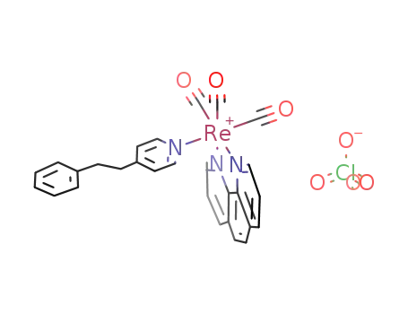 Molecular Structure of 161772-58-3 (Re(CO)3(C<sub>12</sub>H<sub>8</sub>N<sub>2</sub>)(C<sub>13</sub>H<sub>13</sub>N)<sup>(1+)</sup>*ClO<sub>4</sub><sup>(1-)</sup> = [Re(CO)3(C<sub>12</sub>H<sub>8</sub>N<sub>2</sub>)(C<sub>13</sub>H<sub>13</sub>N)]ClO<sub>4</sub>)