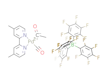 Molecular Structure of 524936-91-2 ([(4,4'-dimethyl-2,2'-bipyridine)Pd(COMe)(CO)][B(C<sub>6</sub>F<sub>5</sub>)4])
