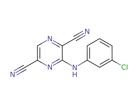 Molecular Structure of 918410-39-6 (2,5-Pyrazinedicarbonitrile, 3-[(3-chlorophenyl)amino]-)