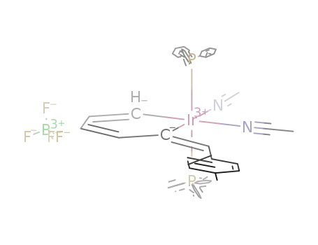 Molecular Structure of 478556-97-7 (C<sub>5</sub>H<sub>4</sub>CHC<sub>6</sub>H<sub>4</sub>CH<sub>3</sub>Ir(P(C<sub>6</sub>H<sub>5</sub>)3)2(CH<sub>3</sub>CN)2<sup>(1+)</sup>*BF<sub>4</sub><sup>(1-)</sup>=[C<sub>5</sub>H<sub>4</sub>CHC<sub>6</sub>H<sub>4</sub>CH<sub>3</sub>Ir(P(C<sub>6</sub>H<sub>5</sub>)3)2(CH<sub>3</sub>CN)2]BF<sub>4</sub>)