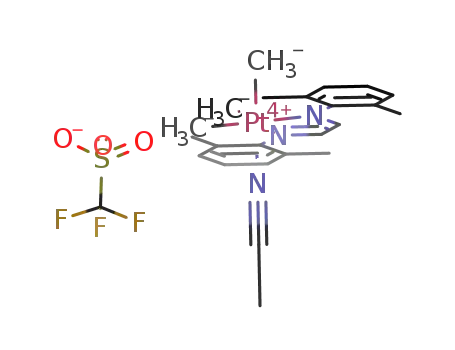 (CHNC<sub>6</sub>H<sub>3</sub>(CH<sub>3</sub>)2)2Pt(CH<sub>3</sub>)3(CH<sub>3</sub>CN)<sup>(1+)</sup>*CF<sub>3</sub>SO<sub>3</sub><sup>(1-)</sup>=(CHNC<sub>6</sub>H<sub>3</sub>(CH<sub>3</sub>)2)2Pt(CH<sub>3</sub>)3(CH<sub>3</sub>CN)CF<sub>3</sub>SO<sub>3</sub>