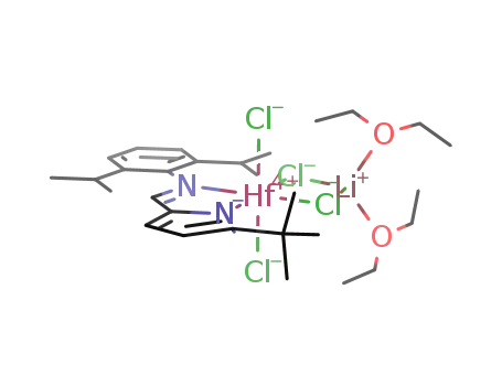 Molecular Structure of 610270-20-7 ([Hf(5-tert-butyl-2-[(2,6-diisopropylphenyl)aldimino]pyrrolyl)Cl2(μ-Cl)2Li(OEt2)2])