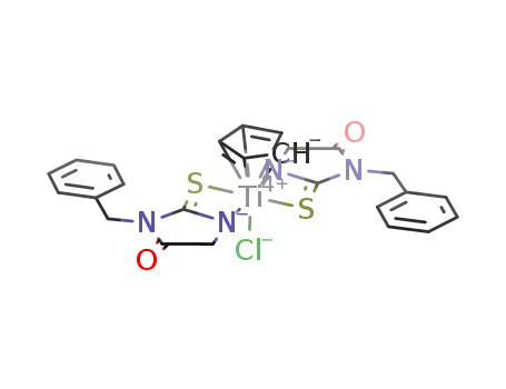 Molecular Structure of 110074-54-9 (C<sub>5</sub>H<sub>5</sub>Ti(C<sub>6</sub>H<sub>5</sub>CH<sub>2</sub>C<sub>3</sub>H<sub>2</sub>N<sub>2</sub>OS)2Cl)