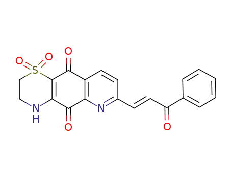 Molecular Structure of 880137-57-5 ((E)-1-phenyl-3-(2H-pyrido[2,3-g][1,4]benzothiazine-5,10-dione-3,4-dihydro-1,1-dioxide)prop-2-en-1-one)