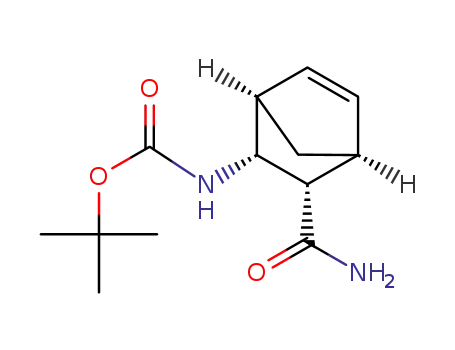 Molecular Structure of 871357-92-5 (((1R,2R,3S,4S)-3-carbamoyl-bicyclo[2.2.1]hept-5-en-2-yl)-carbamic acid tert-butyl ester)