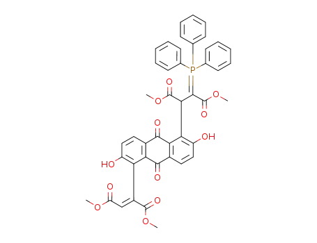Molecular Structure of 1240492-70-9 (dimethyl (E)-2-{2,6-dihydroxy-5-[3-methoxy-1-(methoxycarbonyl)-3-oxo-(1,1,1-triphenyl-λ5-phosphanylidene)propyl]-9,10-dioxo-9,10-dihydro-2-anthracenyl}-2-butenedioate)